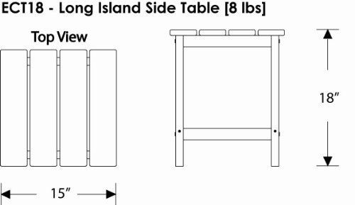 POLYWOOD ECT18BL Long Island 18" Side Table, Black