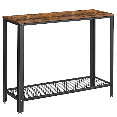 Industrial Style Console Table with Mesh Shelf