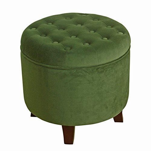 Green Velvet Tufted Ottoman with Storage