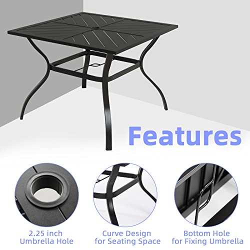 Outdoor Square Dining Table with Umbrella Hole