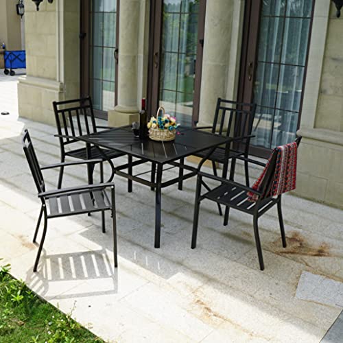 Outdoor Square Dining Table with Umbrella Hole