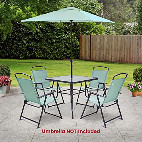 5-Piece Patio Set with Glass Table & Folding Chairs