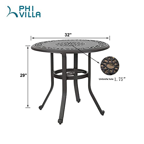 32" Round Patio Bistro Table with Umbrella Hole