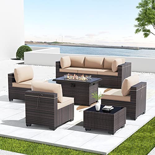 Outdoor Patio Set with Gas Fire Pit Table