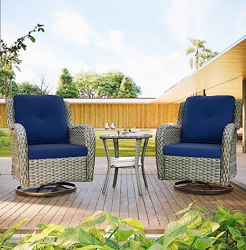 Outdoor Swivel Rocker Chairs with Matching Table