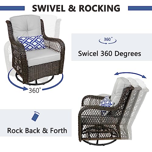 3pc Swivel Rocking Chair Bistro Set with Table