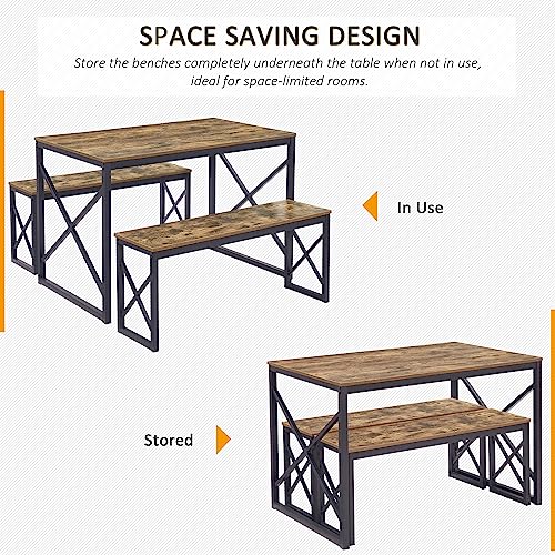 VECELO 4-Person Dining Set with Benches