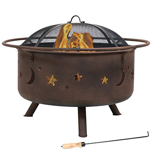 30-Inch Round Cosmic Fire Pit with BBQ Grate & Screen