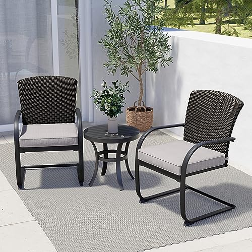 3-Piece Outdoor Wicker Bistro Set with Rocking Chairs