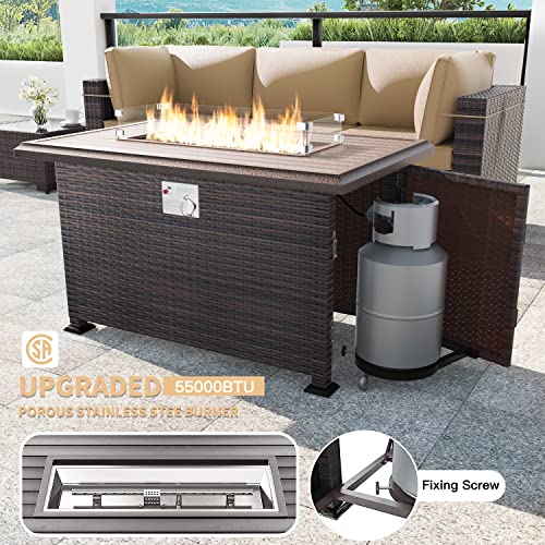 Outdoor Patio Set with Gas Fire Pit Table