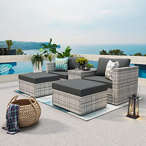 5-Piece Outdoor Conversation Set with Cushions and Table