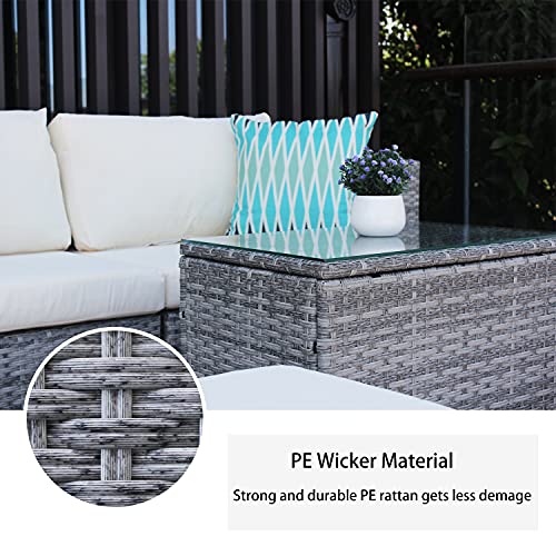 Gray Wicker Conversation Set with Table & Cover