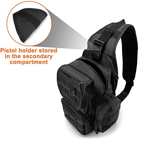 Black Tactical Sling Bag with Pistol Holster