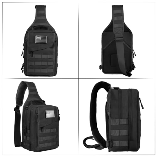 Black Tactical Sling Bag with Pistol Holster