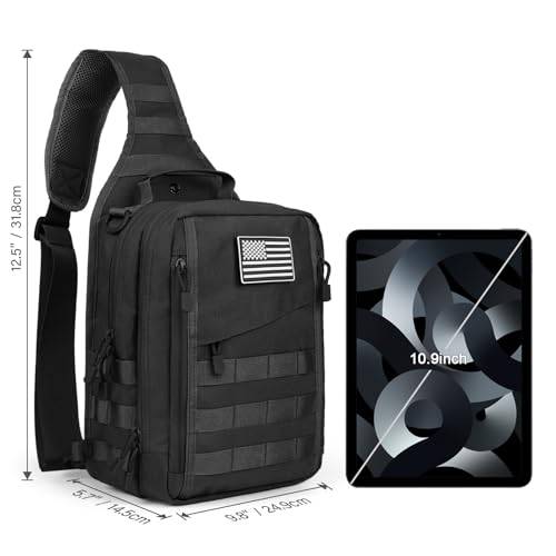 Black Tactical Sling Bag with Pistol Holster