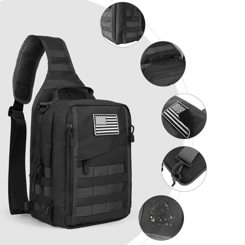 Black Tactical Sling Bag with Pistol Holster