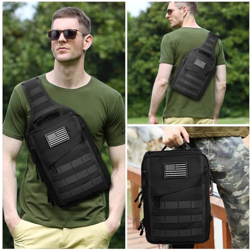 Black Tactical Sling Bag with Pistol Holster