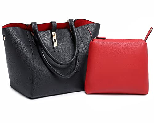 Women's Leather Work Tote for Concealed Carry Black