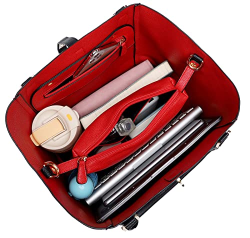 Women's Leather Work Tote for Concealed Carry Black