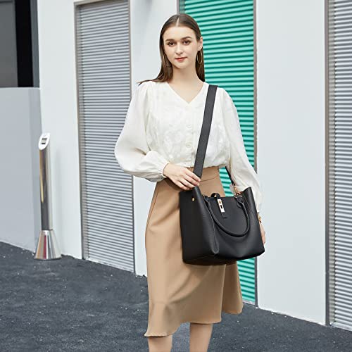 Women's Leather Work Tote for Concealed Carry Black