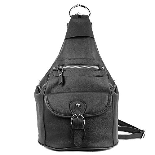 Premium Black Leather Concealment Backpack with Dual Entry
