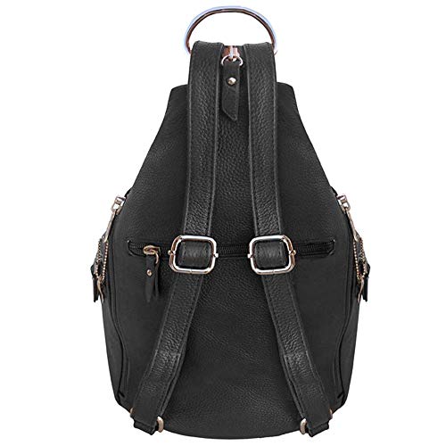 Premium Black Cowhide Leather Concealment Backpack - Dual Entry