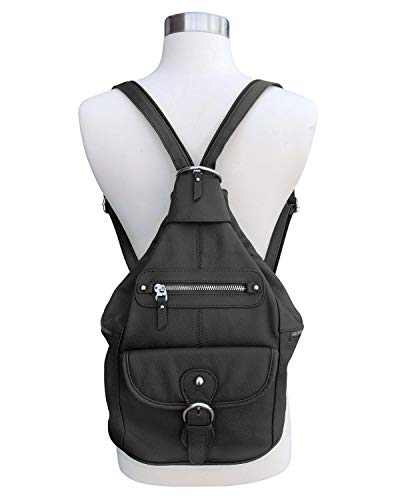 Premium Black Cowhide Leather Concealment Backpack - Dual Entry
