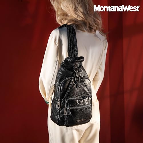 Black Vegan Leather Shoulder Purse for Women