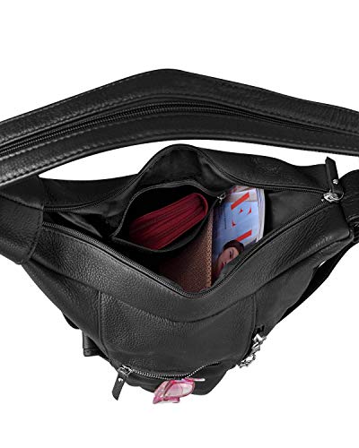 Premium Black Cowhide Leather Concealment Backpack - Dual Entry