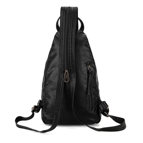 Black Vegan Leather Shoulder Purse for Women