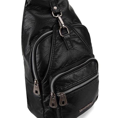 Black Vegan Leather Shoulder Purse for Women