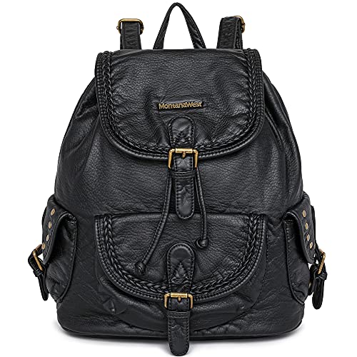 Women's Soft Leather Drawstring Backpack for Concealed Carry