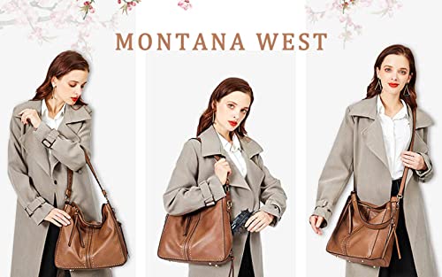 Montana West Concealed Carry Leather Crossbody Bag Brown