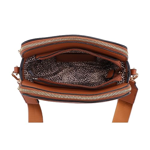 Triple Zip Crossbody Concealed Carry Bag_Tan
