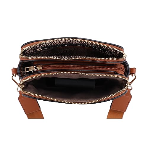 Triple Zip Crossbody Concealed Carry Bag_Tan