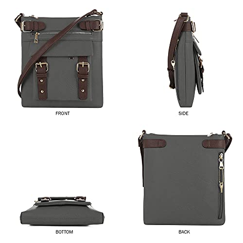 Grey Crossbody Concealed Carry Shoulder Bag with Lock