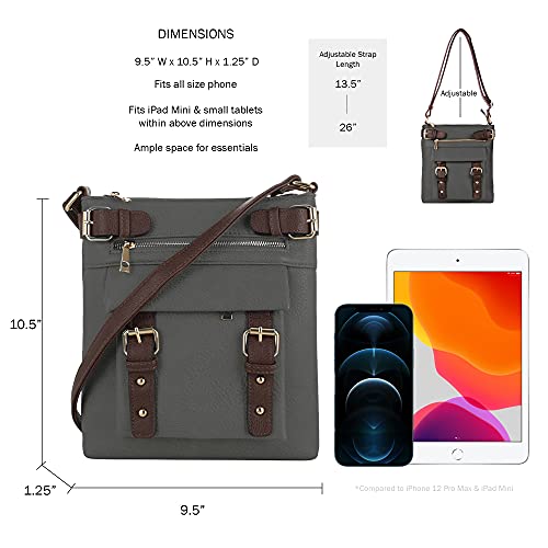 Grey Crossbody Concealed Carry Shoulder Bag with Lock
