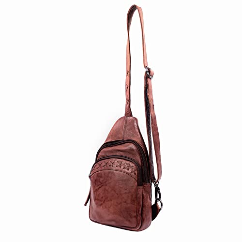 Unisex Leather Gun Holster Sling Backpack for Concealed Carry