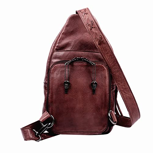 Unisex Leather Gun Holster Sling Backpack for Concealed Carry