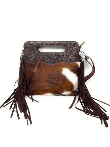 Western Floral Cowhide Fringe Clutch Crossbody in 2 colors