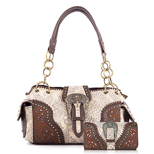 Montana West Embroidered Leather Concealed Carry Tote Set