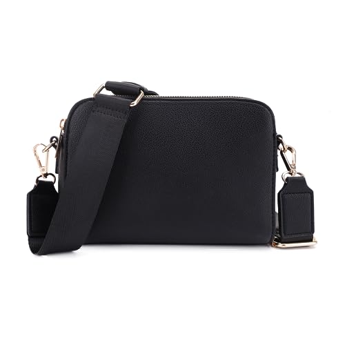 Triple Zip Crossbody Concealed Carry Purse - Wide Strap