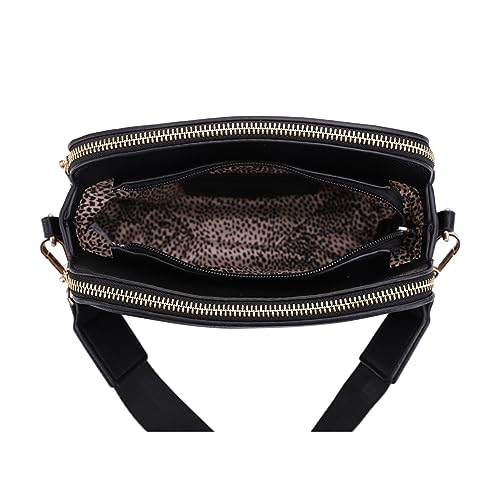 Triple Zip Crossbody Concealed Carry Purse - Wide Strap