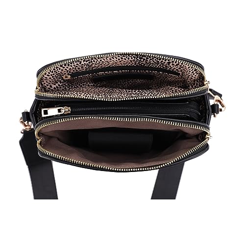 Triple Zip Crossbody Concealed Carry Purse - Wide Strap