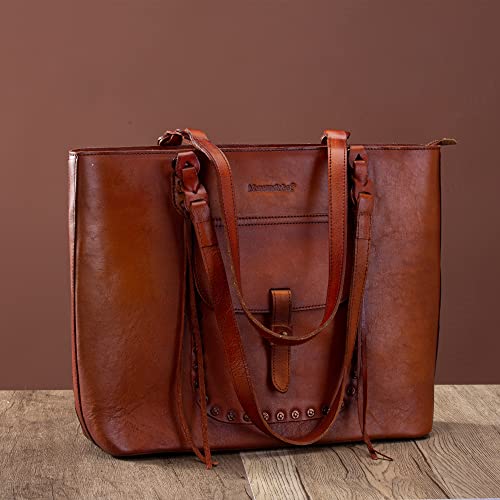 Montana West Leather Concealed Carry Tote Bag - Brown