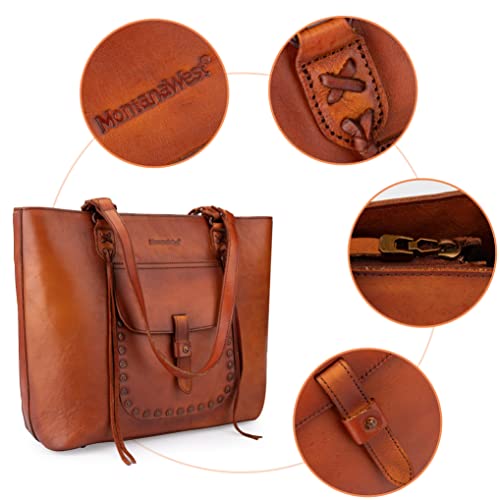 Montana West Leather Concealed Carry Tote Bag - Brown