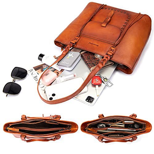 Montana West Leather Concealed Carry Tote Bag - Brown