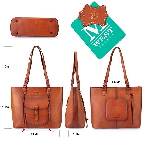 Montana West Leather Concealed Carry Tote Bag - Brown