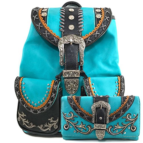 Western Rhinestone Leather Carry Top Handle Backpack Purse