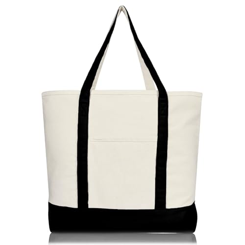 Large Cotton Canvas Concealed Carry Tote Bag, Black